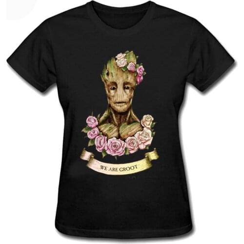 Ladies Guardians Of The Galaxy I Am Groot T Shirt Womens Tshirts Harajuku Black Kawaii Clothes Short Sleeve T-shirts For Girls