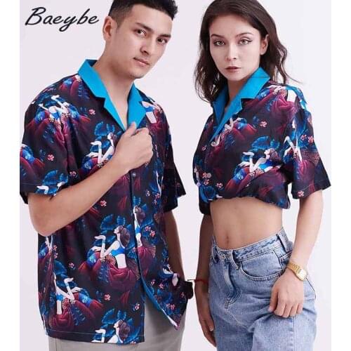 Ladys Cascual Shirt Official Original Collared Print Beauty Pattern Oversize Top Unisex Couple Streetwear Male&Female Homewear