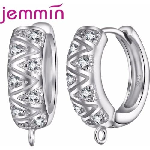 High Quality 925 Sterling Silver Earrings Components Geometirc Shape Hoop Earrings for Women DIY Jewelry One Pair