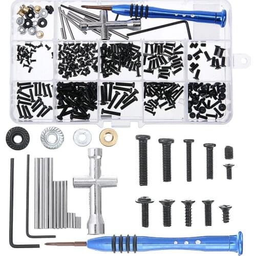 316pcs RC Car Screws Repair Tool Kit Screws Nuts+Wrench Swing Arm Latch Flange Sleeve Screw Box for Wltoys 1/14 144001 RC Car
