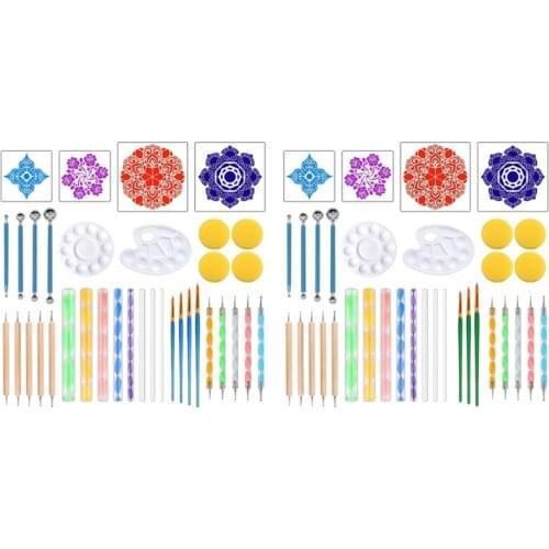 35/36pcs Mandala Dotting Tools Set for Painting Rock Stone Stencil Acrylic Stick Brushes Palette Tray Kit
