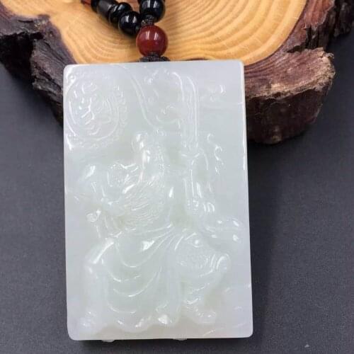 3543#Hetian jade carving Pendant Guangong