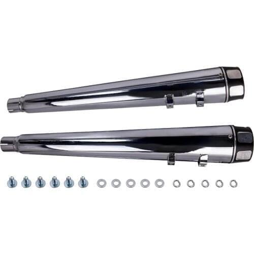 4" Megaphone Exhaust Mufflers Slip Ons for Harley Touring 1995-2016 Silver
