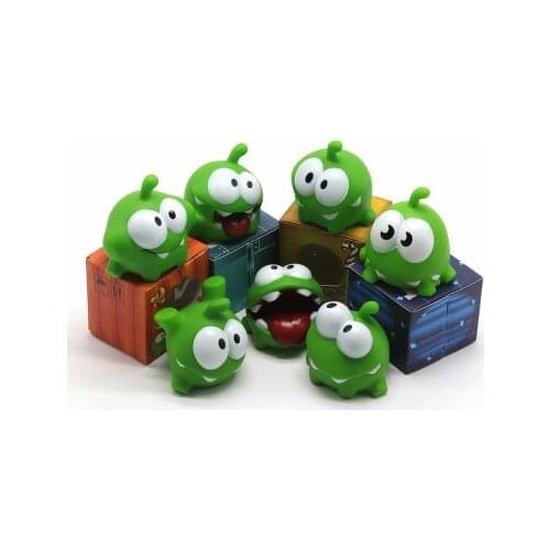 7pcs/set Cut The Rope Om Nom Candy Gulping Monster Toys Figure With Sound Rope Frog Vinyl Rubber Android Games Doll For Baby Kid