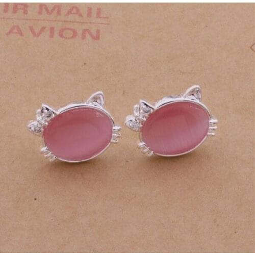 AE125 Trendy wholesale earrings , fashion jewelry , CatFace inlaid pink stone /bfmajwta bfzajxga