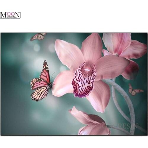 Flower DIY Diamond Painting Cross Stitch Pansy & Butterfly Diamond Embroidery Square Full Dirll Diamond Mosaic Decoration fabric