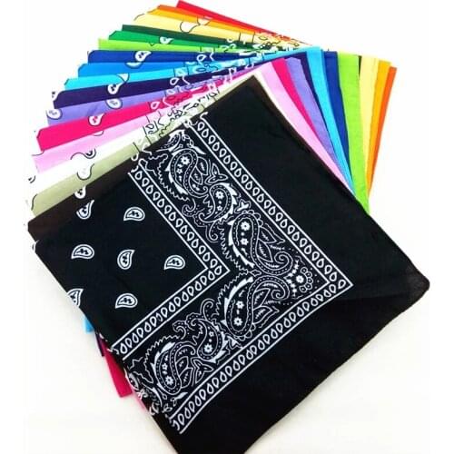 2020 Fashion Hip Hop 100% Cotton Bandana Square Scarf 54cm*54cm Black Red Paisley Headband Printed For Women/Men/Boys/Girls