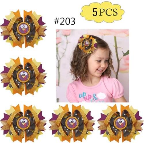 Freeshipping 5pcs -D halloween hair bows pumkin fall hair clips thanksgiving girl hair accessories