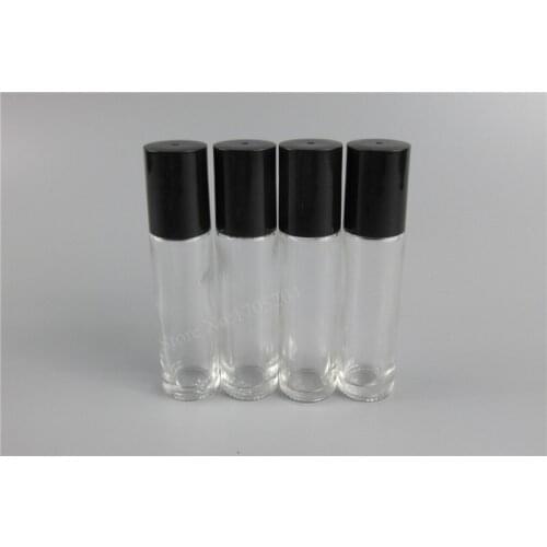 DHL Free 200pcs/lot 10ml clear Thick Glass Roll On Essential Oil Empty Perfume Bottle 10cc Stainless Steel Roller Ball