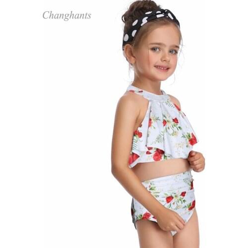 Kids Bikinis Set Children Two Piece Swimwear Girls Bathing Suits 4-10 Y School Sandy Beach Wear Baby Swimming Pool