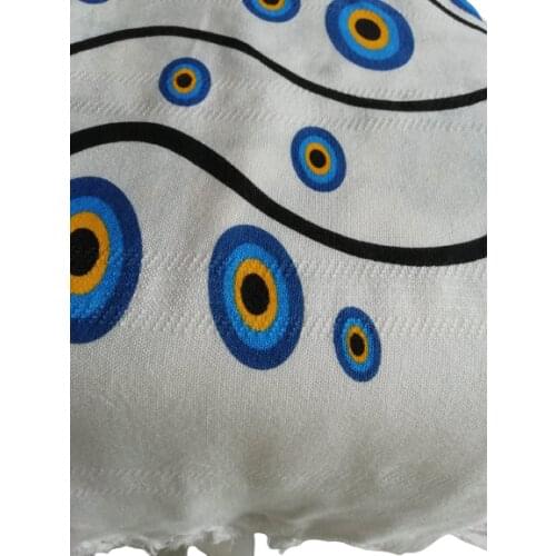 Evil Eye Designed Super Soft Woven Peshtemal Towel-Fringed Artisan Fouta Beach Bath Towel
