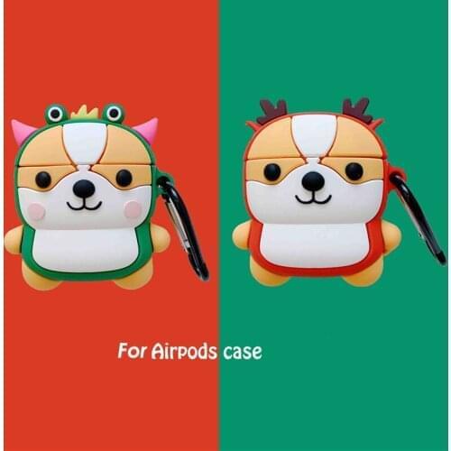 For AirPods 1 2 Case Shiba inu Dog Dino Cosplay Earpords Bluetooth Wireless Earphone Silicone Cover