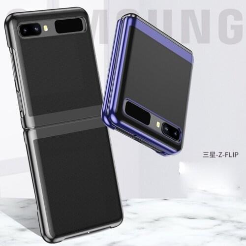 For Samsung Galaxy Z Flip Case Luxury Transparent Electroplated PC Full Protective Back Case For Galaxy Z Flip Cover Shockproof
