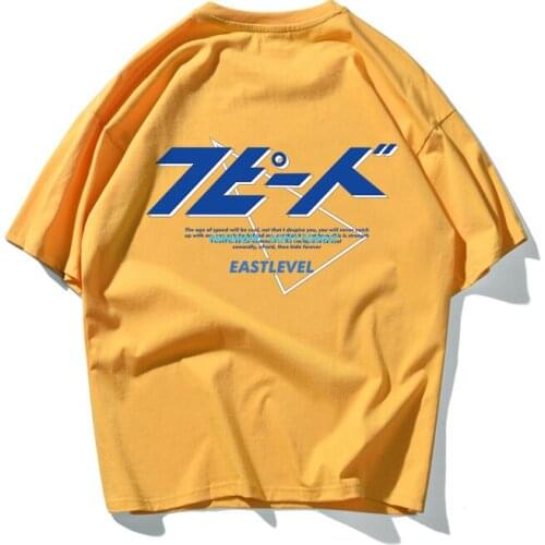 Japanese Style Retro Mens Letter Printed T-shirt Dropped Shoulders Cotton Loose Oversized High Street Vintage Vintage T-shirt