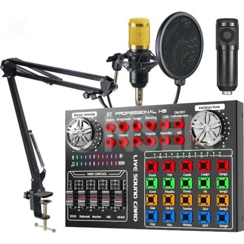 Bluetooth Live Sound Card Microphone Mixer Wbcast Live Streaming Sound Card For Mobile Phone Computer Singing Universal Sound
