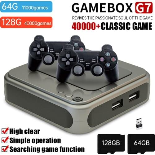 Gamebox G7 Retro Video Game Consoles 4K HD TV Game Player Wireless Wired Controllers with 40000/11000+ Games for PS1 PSP