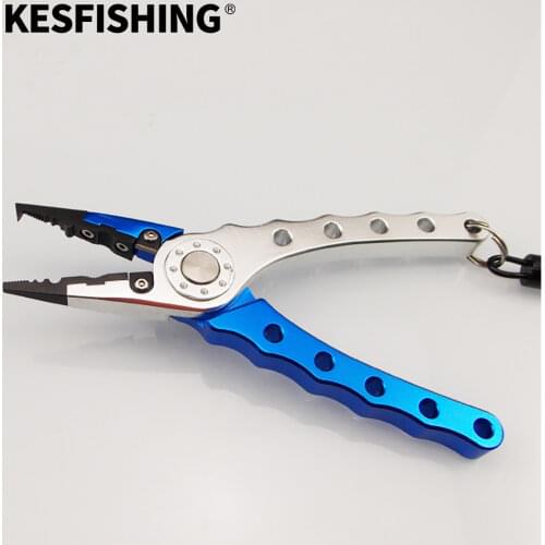 KESFISHING Fishing Plier 180mm 182g Clip Split Ring Cutter Aluminum Hand Hook Remover Braid Line Cutting