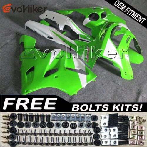 ABS Plastic Bodywork Set for ZX6R 1994 1995 1996 1997 Green white ZX 6R 94 95 96 97 Body Kit motorcycle panels