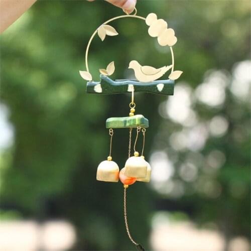 Korean 3 Pure Copper Windbells Handmade Home Furnishing Solid Wood Decoration Birthday Gifts Door Yard Wall Hangings Coat Hook