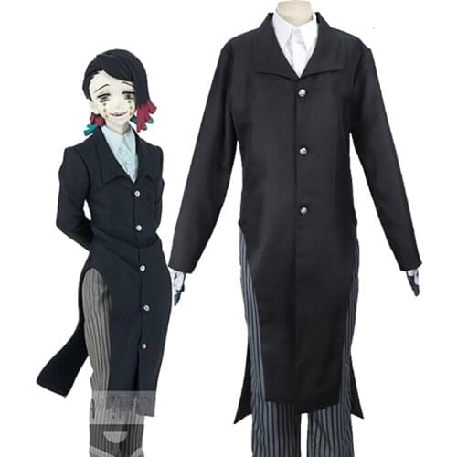 Anime Demon Slayer Kimetsu no Yaiba Enmu Cosplay Full Set Costume With Gloves Men Women Halloween Cosplay Trench