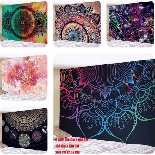 Indianmandala Hippie Bohemian Psychedelic Peacock Mandala Wall Hanging Bedding Tapestry Wall Carpet Yoga Mats 95x73cm