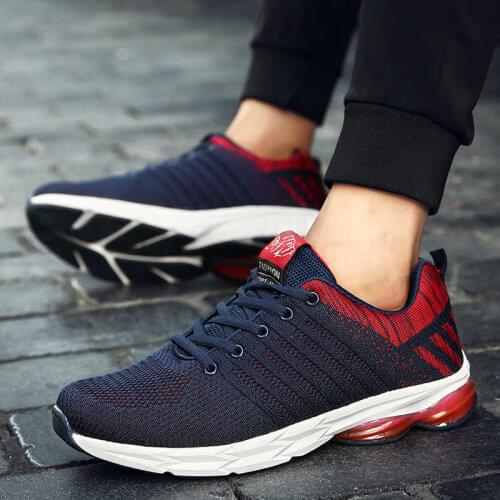Air Cushion Running Shoes Men Sport Shoes Light Flexible Outdoor Walking Sneakers Breathable Mesh Lace-up Comfortable Gym Shoes