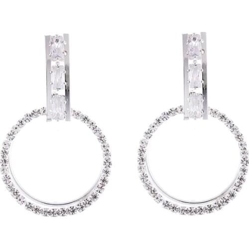 Lureme Womens Geometric Dangle Earrings Teardrop Dangle Earrings with Crystals Hoop Earrings (er006292)