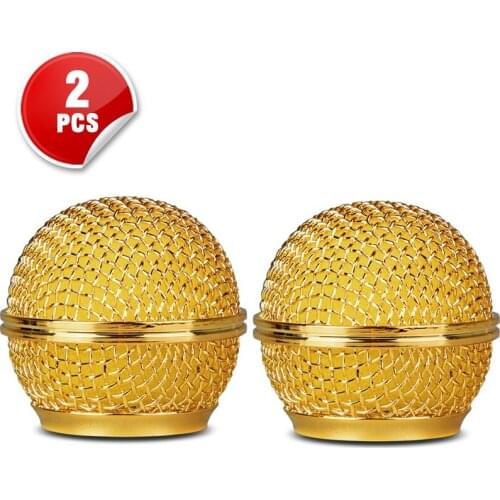 Bolymic 2x Mesh Microphone Grille for Shure SM58 565SD-LC Microphone microfoon ,Gold Plated