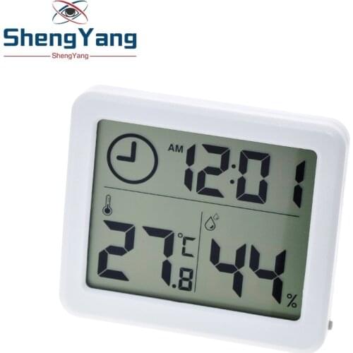 Multifunction Thermometer Hygrometer Automatic Electronic Temperature Humidity Monitor Clock 3.2inch Large LCD Screen