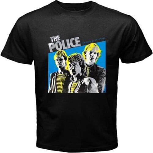 THE POLICE Walking on The Moon Mens Black T-Shirt Size S-3XL