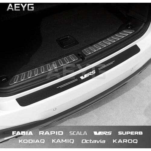 Carbon Fiber Car Rear Bumper Trunk Protective Stickers Decals For Skoda Octavia Fabia Kamiq Karoq Kodiaq Rapid Scala Superb Virs