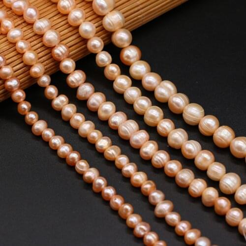 Natural Pink Pearl Beads Round Shape Natural Freshwater Pearl Loose Beads for Making DIY Jewelry Necklace Accessories 5-10mm