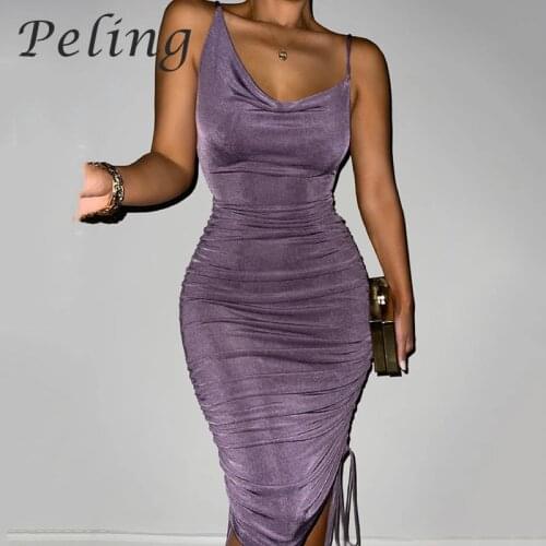 2021 Summer New Dress Sexy Fashion Pleated Women Adjustable Drawstring Halter Mini Dresses Female Bodycon Night Club Vestidos