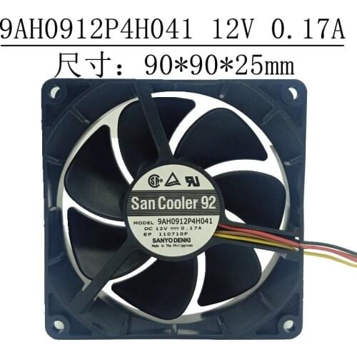 Original 12V 4-pin PWM speed control chassis cooling fan 9AH0912P4H041 0.17A 9cm ultra-quiet fan