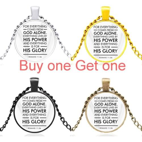 New Bible Verse God Alone His Power and His Glory Glass Dome Pendant Necklace Men Women Jewelry Accessories Gifts