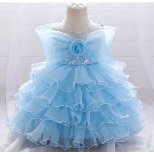 Girl Dress 2021 Formal Kid Wedding Dresses For Girls Clothes Party Princess Vestidos 1 2 3 4 5 year birthday Ballgown BlueDress