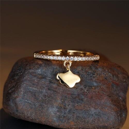 Simple Female Crystal Clouds Pendant Ring Trendy Gold Silver Color Engagement Ring Charm White Zircon Wedding Rings For Women