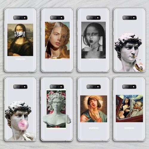 Retro David Mona Lisa abstract art Phone Transparent Samsung A71 S9 10 20 HUAWEI p30 40 honor 10i 8x xiaomi note 8 Pro 10t 11
