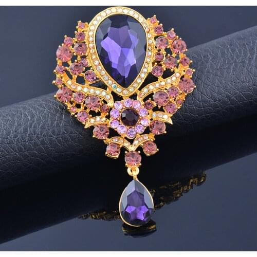 KIOOZOL Luxury Rhinestone Flower Brooch Micro Inlaid Cubic Zirconia Brooch For Women Vintage Jewelry Accessories Gifts 144 KO2