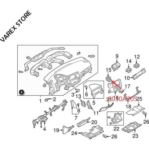 Dashboard outlet for M-itsubishi Outlander OEM: 8030A203 8030A204 8030A205
