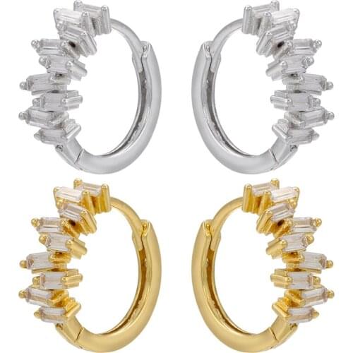 ZHUKOU gold silver color Round rainbow hoop earrings brass cubic zirconia small hoop earrings popular jewelry wholesale VE449