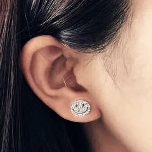 Frosting Smile Face Earring Stud Gold Matted Skeleton Skull Ear Stud Ear Piercing Jewelry Gift for Men Women