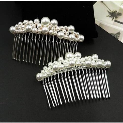 Bridal toothed pearl hair comb Liu Hai comb sweet and versatile adult alloy hair accessories Wedding hair comb Bridal jewelry