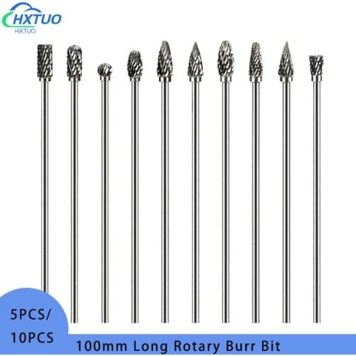 Extra Long 100mm Rotary Rasp File Carving Grinder Abrasive Tools Carbide Burr Alloy Bits Milling Cutter Drill For Metal Wood