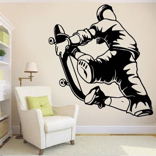 Skater Silhouette Vinyl Cutting Wall Stickers Skateboard Extreme Street Sports Wall Decals Room Posters House Decoration A371