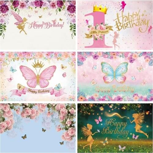 Yeele Unicorn Butterfly Baby Poster Happy Birthday Party Decor Backdrops Photocall Background Props For Studio Shoot Customized
