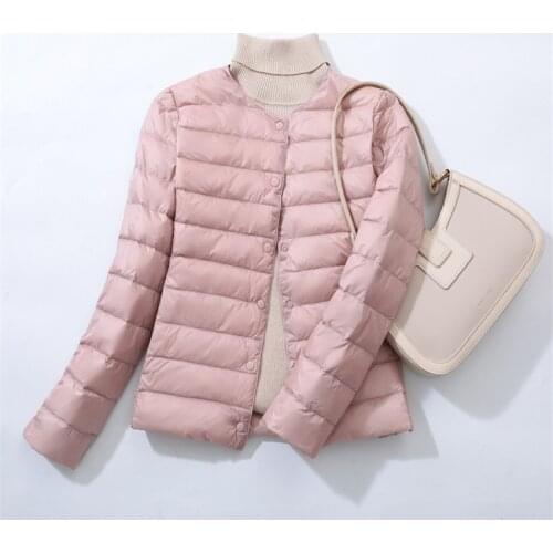 2021 Winter Coats Slim Women Ultra Light Down Jacket Lady 90% White Down Jacket Big Size Female Short O-neck Coat Outwear 006