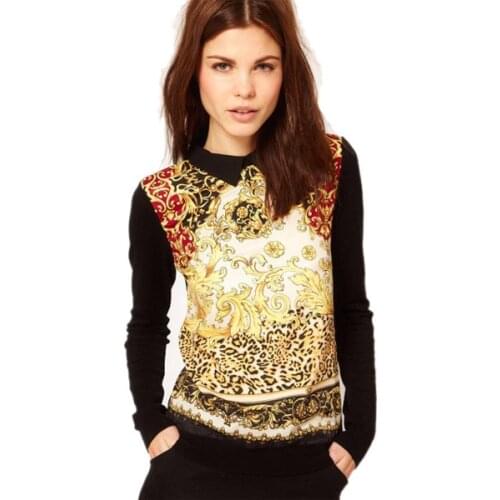 New Fashion Womens Long Sleeve Pullover Shirts Totem Printed Casual Chiffon Ladies Blouses Blusas Tops 2017 Spring Br025