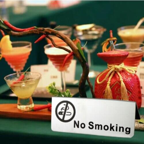 Hotel Party No Smoking Warn Sign Stainless Steel Double Side Decor Home Indicator Outdoor Lightweight Reusable Table Sign