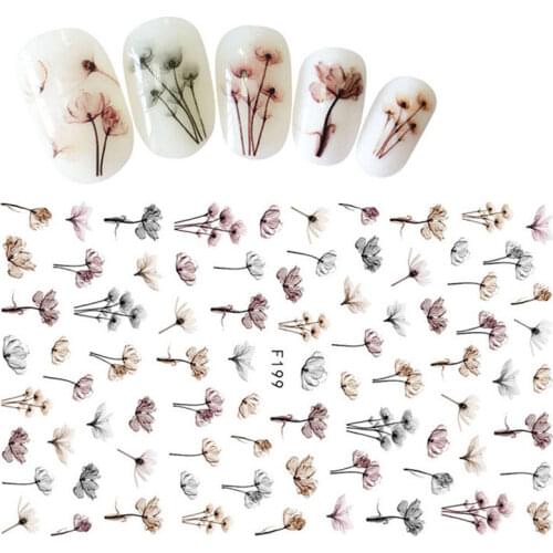 1PC Succulent Plants Flower 3D Nail Sticker Spring Floral Leaves Adhesive Transfer Decals Slider DIY Nail Art Decoration